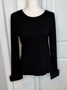 ME+EM Black Pearl Button Cuff Layering Long Sleeve Shirt Medium NEW Stretchy